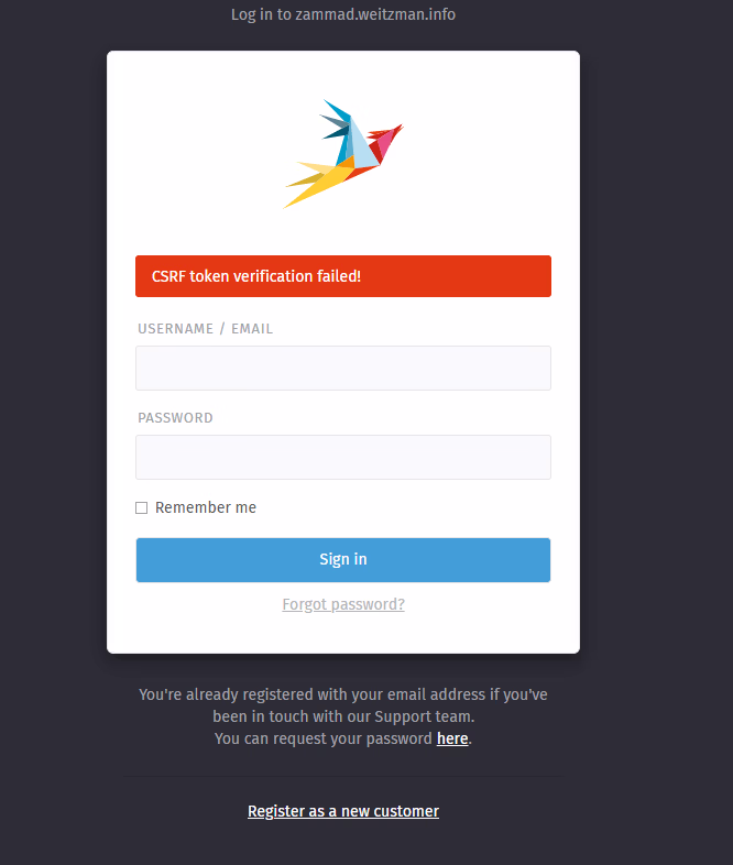 Zammad CSRF Error